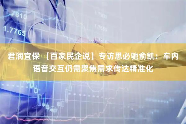 君润宜保 【百家民企说】专访思必驰俞凯：车内语音交互仍需聚焦需求传达精准化