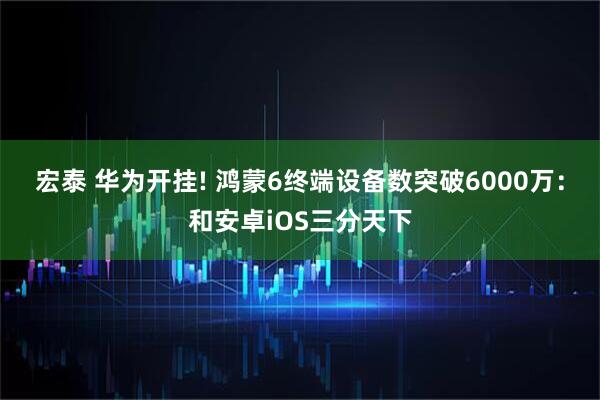 宏泰 华为开挂! 鸿蒙6终端设备数突破6000万：和安卓iOS三分天下